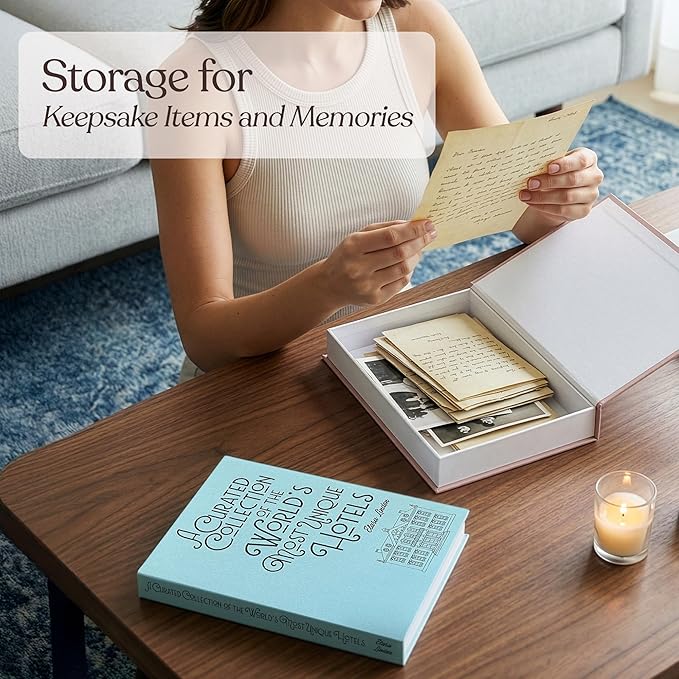 MESMOS Set of 2 Decorative Coffee Table Books, Faux Book Storage Boxes for Bookshelf & Living Room Home Decor, Hardcover Fake Books for Decoration, Travel & Wanderlust Edition