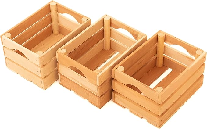 VINTAYARD Rustic Wood Crates for vintage decorative display, Small Crate set for storage and farmhouse style decor, wooden boxes made from 100% Wood (Small Set of 3)