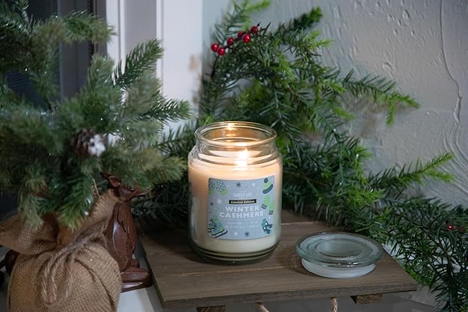 Candle-lite Holiday Scented Candles, Golden Saffron & Bourbon Caramel Blend, 18 oz Single-Wick Jar, Proudly Poured in USA, Christmas Home Decor, 110 Hours of Burn Time, Holiday Gift for Men and Women