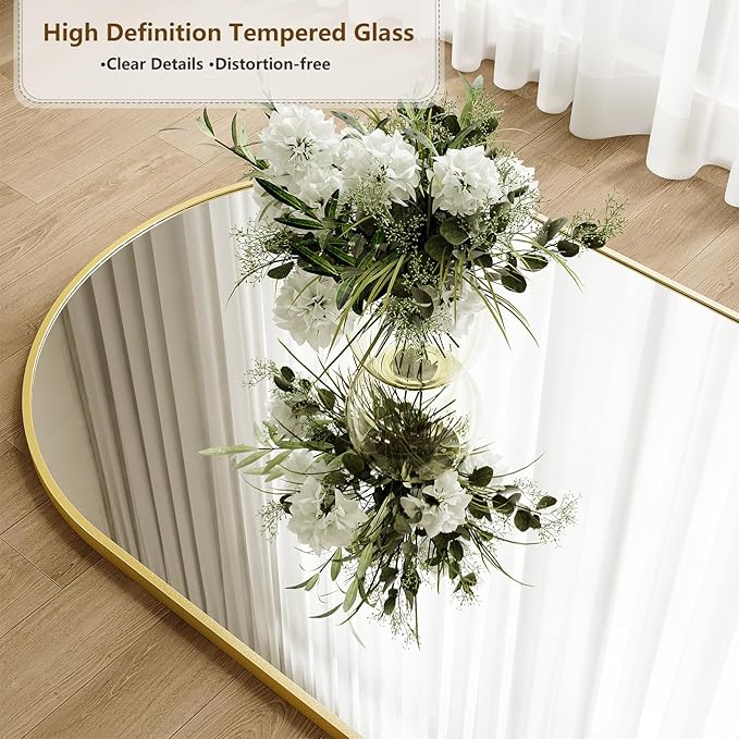 Large Full Length Mirror, 30"x71" Arched Floor Mirror Full Length with Stand, Room Decor Big Full Body Mirror with HD Tempered Glass Aluminum Frame for Bedroom Living Room,Gold