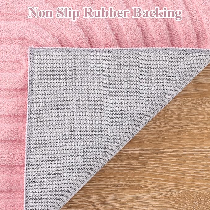 Pauwer Pink Area Rug for Girls Bedroom 5x7 Soft Fluffy Non Slip Machine Washable Rugs Arch Modern Indoor Mat Fuzzy Floor Carpet for Kids Nursery Living Room Dorm Playroom Dining Baby Home Decor