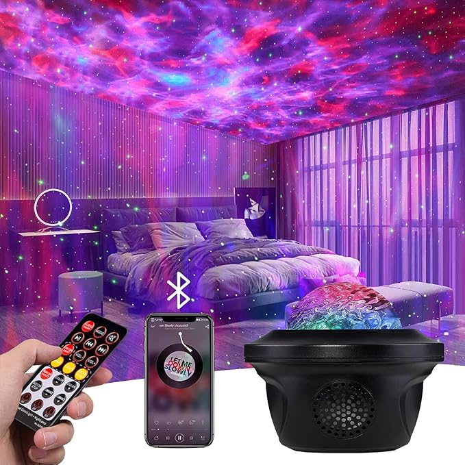 20 Lighting Effects Galaxy Projector, Large Projection Music Speaker, Remote Control Star Galaxy Light, Timer Night Light Projector for Kids Adults, Led Sky Light for Bedroom Gifts