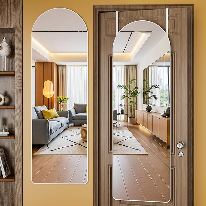 Hasipu Door Mirror Full Length, 51.1 x 15.7 Inch Full Body Wall Mirror Over The Door Hanging Mirror for Bedroom, Living Room, Cloakroom (White)