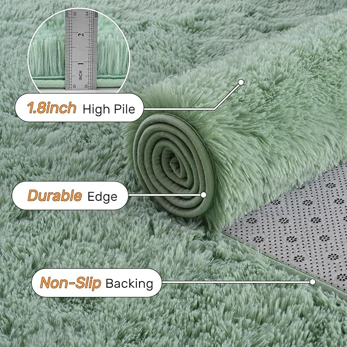5x8 Rug Sage Green Area Rugs for Living Room,Plush Soft Grass Fluffy Nursery Bedroom Carpet for Kids Teens Home Decor Aesthetic