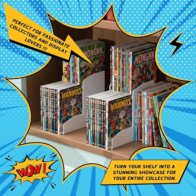 Thyle 2 Pack 2-Tier Manga Shelf Risers, Space-Saving Display Bookshelf Stand Organizer for Manga, Novels & Collectibles, Pla Book Riser for Maximizing Shelf Storage