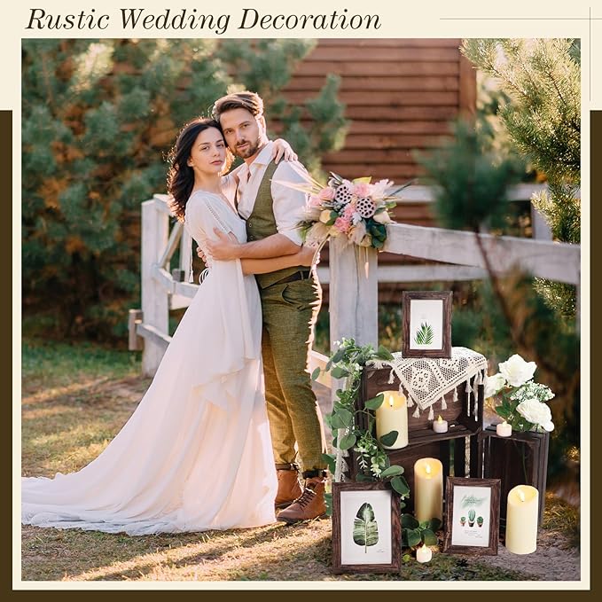 Yuntau 11 Pcs Rustic Nesting Wedding Decoration Sets, Christmas Rustic Farmhouse Decor Wood Crates for Display Decorative Box Storage Baskets Vintage Decor with Candles for Xmas Party Event(Brown)