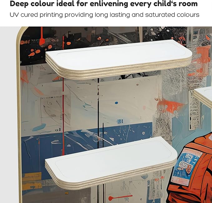 stadtecken Wooden Shelf for Music Box I Suitable for The Toniebox and ca. 50 Tonies I Perfect Storage in The Children's Room I for Setting up or Hanging (Large, Astronaut)