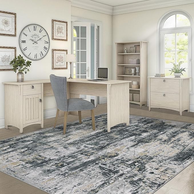 XLUEZ 5x7 Area Rugs for Living Room, Washable Modern Abstract Large Area Rug Neutral Soft Non Slip Kids Rug Stain Resistant Indoor Carpet for Bedroom Nursery Dining Room Playroom(BlackGreyGold,5'x7')