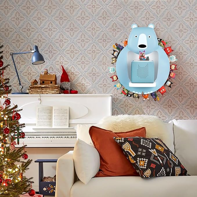 TonieBox Storage, Tonies Storage Shelf,Creative Bear Design Children's Magnetic Tonies Shelf,30-40pcs Tonies Figures Floating Shelf for Tonies Figures Display (Blue).