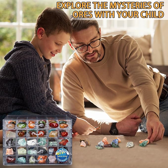 Crystal Rock Collection Display Case - Display Shelf for Collectibles - Rock Collections Box for Kids - Rock Collection Storage - Rock Collections Box for Kids 5 Layers