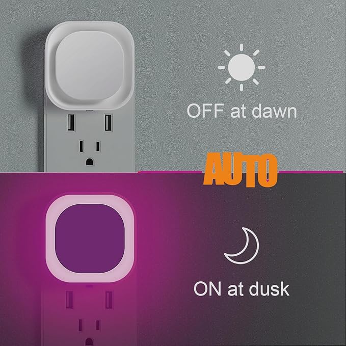 YUNLEX 2 Pack Plug in Pink Night Light for Girls, Dimmable Nursery Light with Dusk to Dawn Sensor, Gentle Eye-Caring Glow for Midnight Feedings, Kids Room, Princess-Themed Bedroom, Bathroom, Hallway