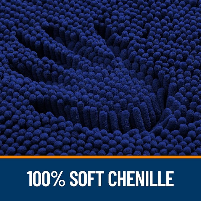 OLANLY Bathroom Runner Rugs 70x24, Extra Soft Absorbent Chenille Bath Rugs, Rubber Backing Quick Dry, Machine Washable Long Bath Mats for Bathroom Floor, Tub and Shower, Home Decor Accessories, Navy
