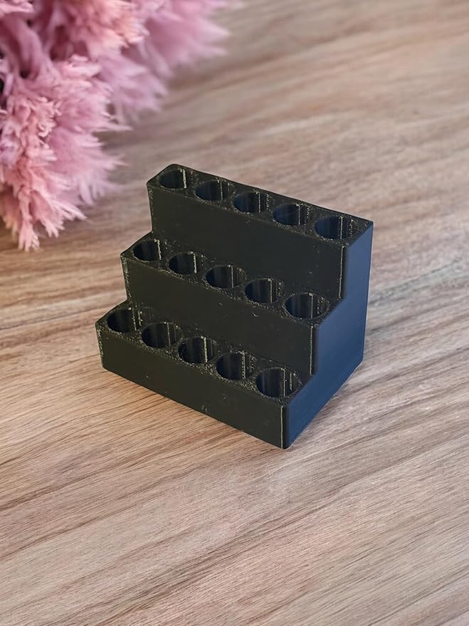 2mL Perfume Sample Organizer – Tiered Display Holder for 15 Mini Fragrance Vials, 3-Tier Perfume Tester Storage Stand, Vanity & Desk Fragrance Sample Rack (Obsidian Black)