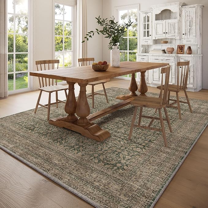 palohom 10x14 Area Rug Washable Rugs: Large Living Room Rug Stain Resistant Non Slip Distressed Vintage Low Pile Faux Wool Soft Rugs for Bedroom Farmhouse Dining Room Nursery Indoor