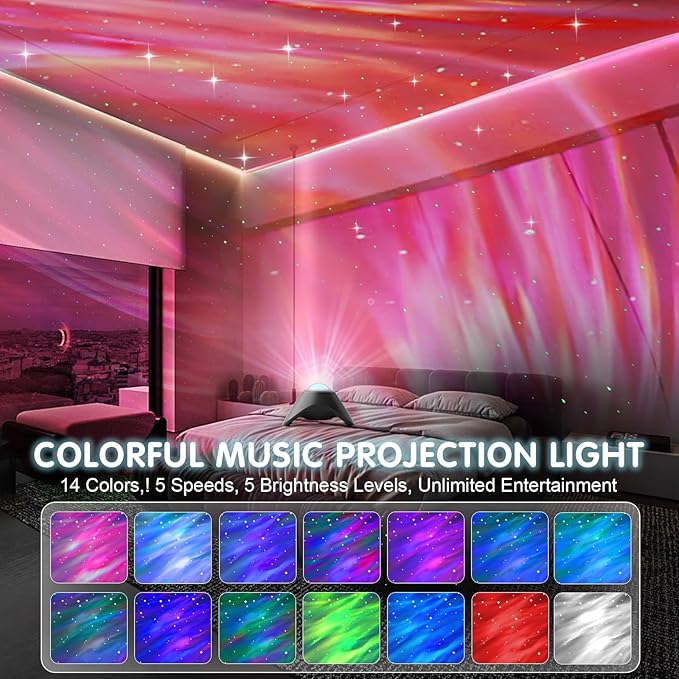 Galaxy Projector,Northern Galaxy Light Aurora Star Projector with Bluetooth Speaker Timer and Remote Control,Night Lights for Bedroom Room Decor, Gifts for Kids, Adults, Christmas, Birthday
