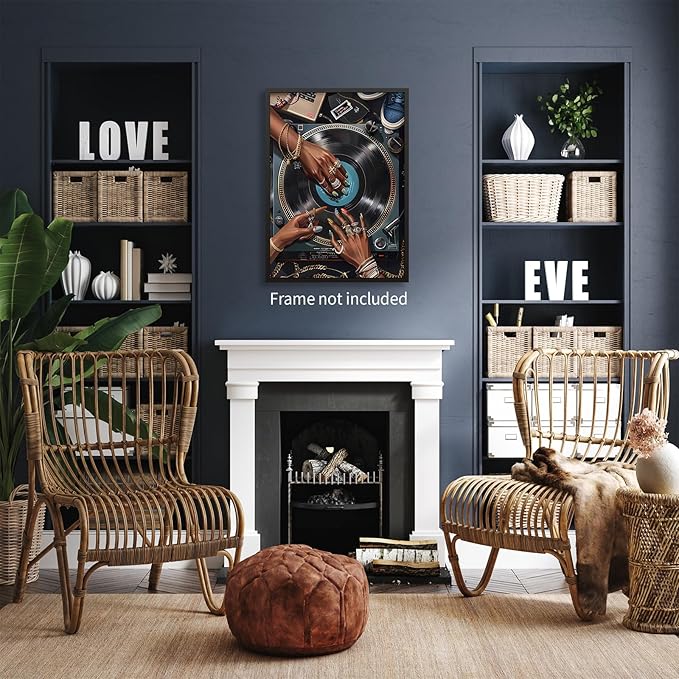 rumlud Black Woman Music Canvas Poster y2k Song Record Wall Art Vintage Urban Feminine Aesthetic Prints for Bar Bedroom Gallery Wall Decor 16X24 inch Unframed