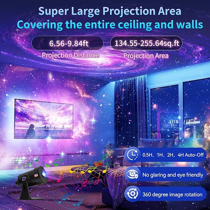[White Noise] Galaxy Projector with Sound Machine 28 Soothing Sounds Memory Function Sleeping Timer Star Light Planetarium Projector with Starry Sky Space Solar System Moon Nebula for Adults Baby Kids