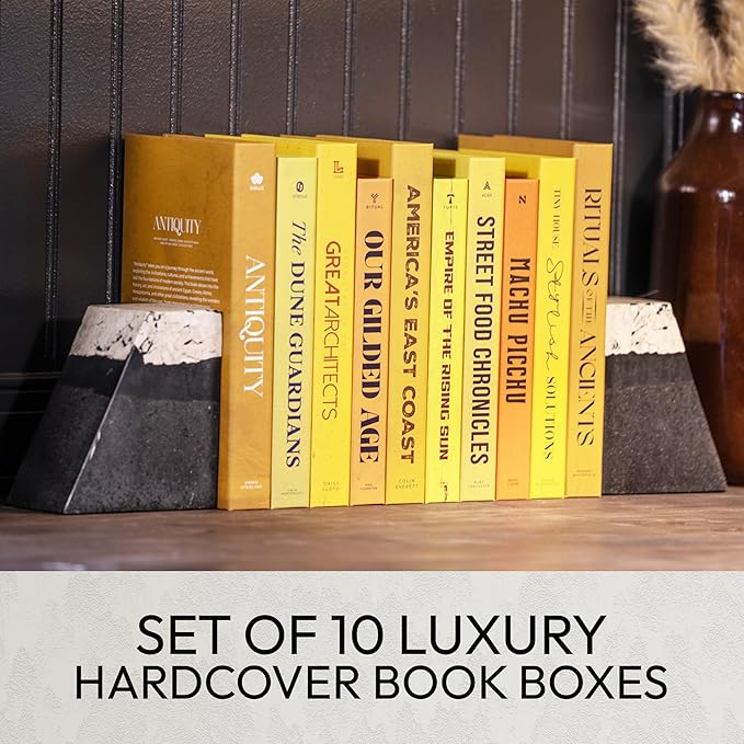 Decorative Books | Yellow 10 Book Set with 3 Sizes | Preassembled with Hidden Storage | Perfectly Stackable for Easy Home Staging | Book Decor to Elevate Your Space | Home Decor Made Simple!