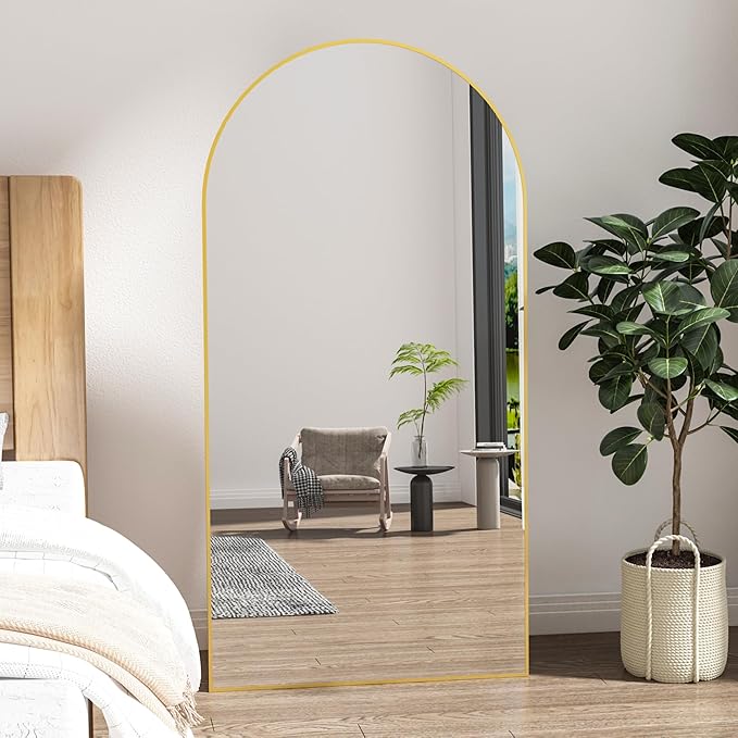 Arched Floor Mirror 76"x34" Gold Arch Full Length Mirror with Stand Large Wall Mirrors Full Body Mirror Standing Hanging or Leaning Against Wall for Bedroom Entry, Bedroom, Living Room