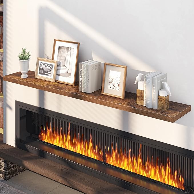 12 Inch Deep Floating Shelves, 60W x 12D Floating Shelf for Books, Rustic Wood Deep Wall Shelves for Home Storage & Display, 1.5" Thicked Shelves for Kitchen, Living Room, Bedroom, Brown, 1 Pack