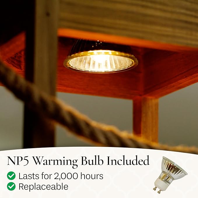 Candle Warmers Etc. Wood & Rope Lantern – for Top-Down Warming & Flame-Free Fragrance