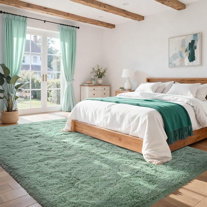5x8 Rug Sage Green Area Rugs for Living Room,Plush Soft Grass Fluffy Nursery Bedroom Carpet for Kids Teens Home Decor Aesthetic
