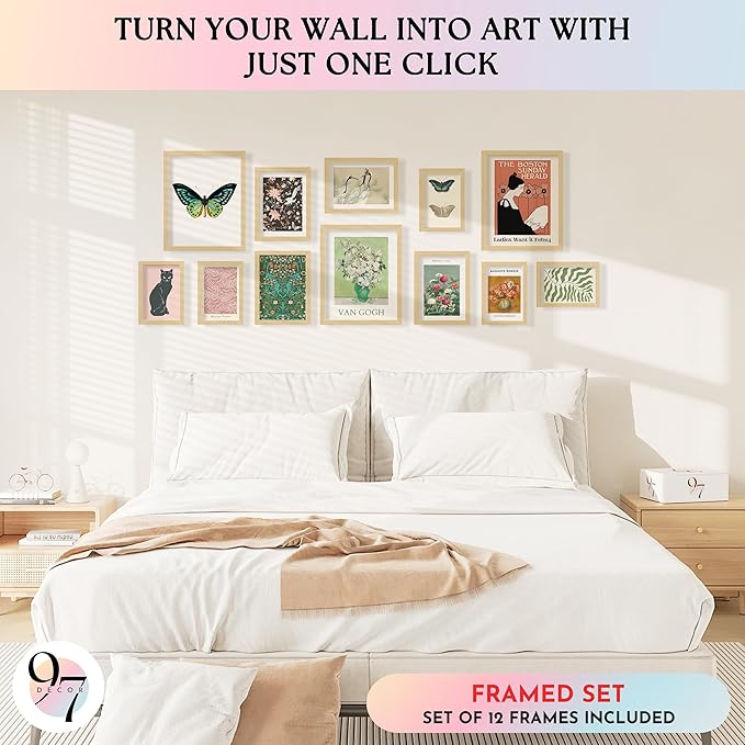 97 Decor Vintage Eclectic Home Decor - Boho Gallery Wall Art Prints Set, Cute Dorm Posters For Room Aesthetic Pictures, Earthy Boho Wall Decor For Teen Girl Bedroom Apartment Decoration (Unframed)