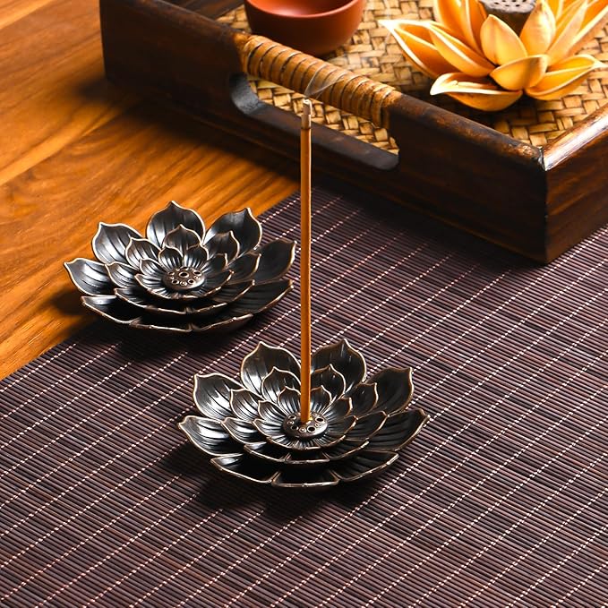 SLKIJDHFB Incense Burner - Lotus Stick Incense Holder 6 Incense Holes with Detachable Ash Catcher 2Pcs