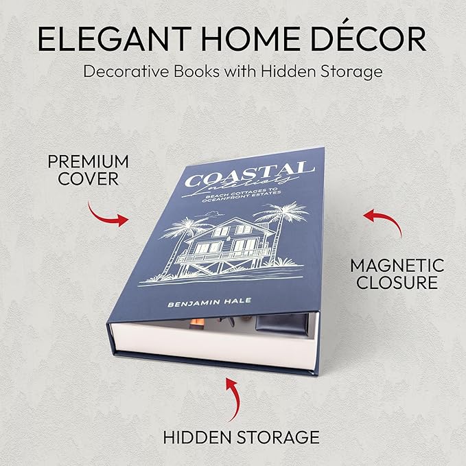 Decorative Books | Blue 10 Book Set with 3 Sizes | Preassembled with Hidden Storage | Perfectly Stackable for Easy Home Staging | Book Decor to Elevate Your Space | Home Decor Made Simple!