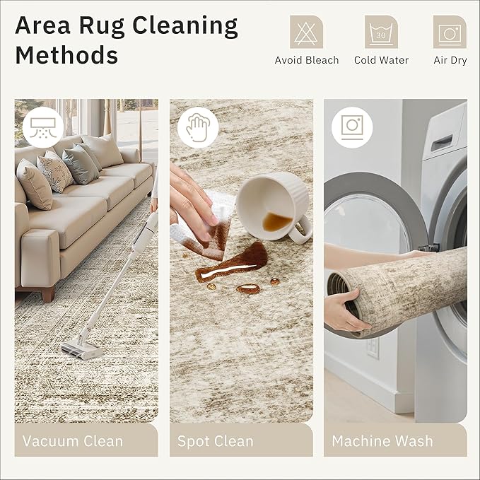 Soalmost Runner Rug 2x12 Washable Non-Slip Hallway Runner Rugs for Kitchen Bathroom Laundry Room Brown Vintage Floor Carpet Runners for Hallways Entryway
