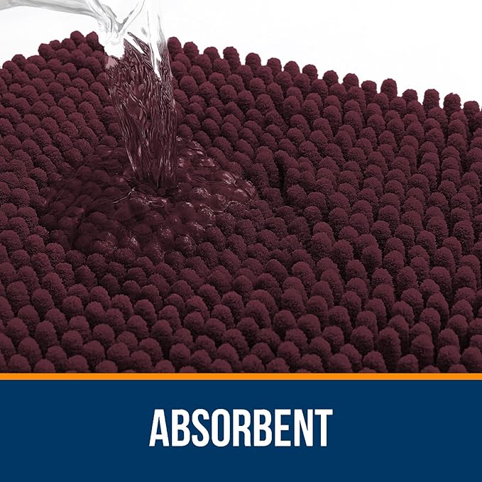 OLANLY Large Bathroom Rugs 44x32, Extra Soft Absorbent Chenille Bath Rugs, Rubber Backing Quick Dry, Machine Washable Bath Mats for Bathroom Floor, Tub and Shower, Home Decor Accessories, Black Cherry