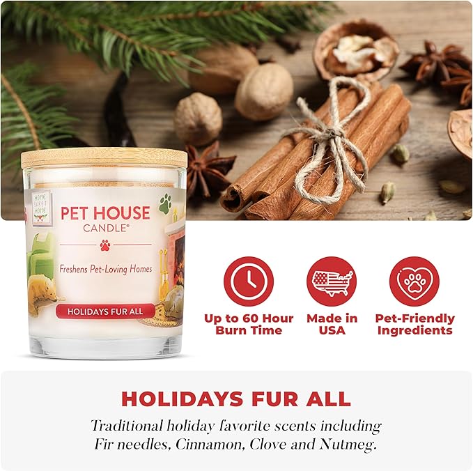 Pet House Scented Candle Plant Based Pet Odor Candle Clean Burning, Long Lasting for Home, Holidays Fur All