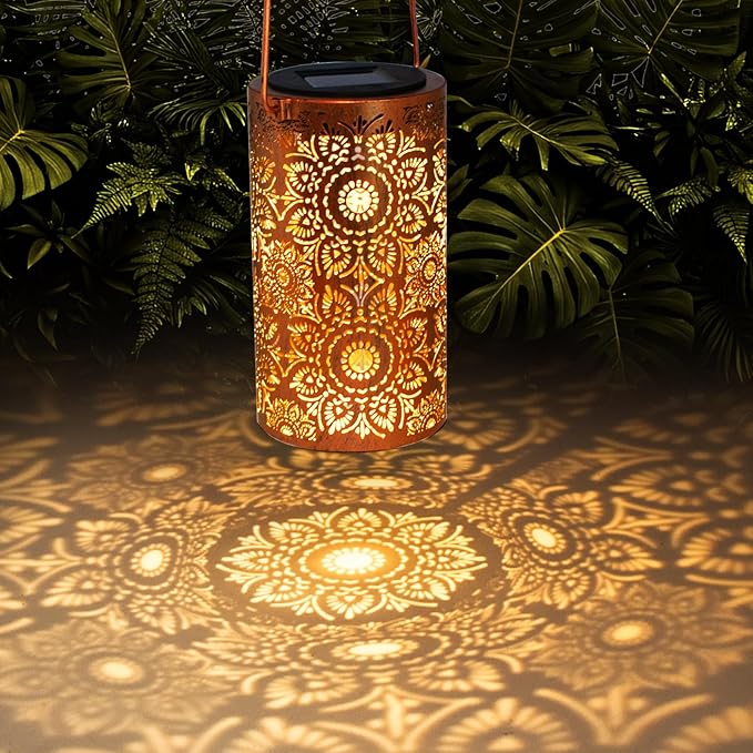 DIBIEECN Mothers Day Gifts for Mom, Birthday Gifts Grandma Ladies Solar Lanterns Outdoor Hanging Hollowed-Out Metal Waterproof LED Garden Decor Outside for Patio Yard Porch, Sunflower, 1 Pack