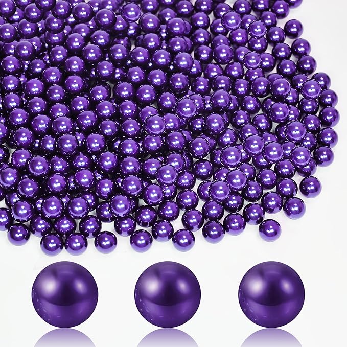 2800Pcs Dark Purple Vase Filler Pearl Beads for Crafting 6mm Beads No Holes Decor Suitable for Wedding Decor, Party Decorations, Centerpiece Table Decorations