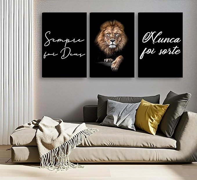 3Pcs Framed Lion Inspirational Quotes Wall Art Modern Motivational Black And White Lion Poster Print Entrepreneur Hustle Hard Work Quotes Pictures Wall Decor for Office Bedroom Living room