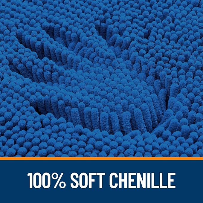 OLANLY Large Bathroom Rugs 45x27, Soft Absorbent Chenille Bath Rugs, Rubber Backing Quick Dry, Machine Washable Bath Mats for Bathroom Floor, Tub and Shower, Home Decor Accessories, Deep Navy Blue