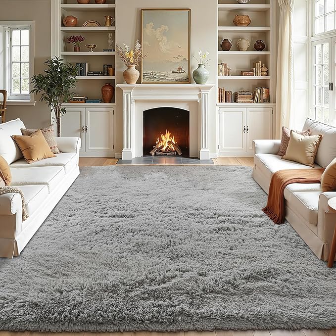 Fluffy Area Rugs for Bedroom - Soft Plush Shag Rug for Living Room Nursery Kids Room - Non Slip Fuzzy Shaggy Floor Carpets for Girls Boys Play Room Dorm Decor (Grey, 3' x 5')