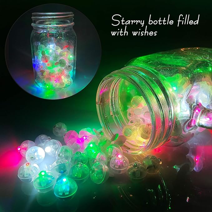 100pcs Multicolor LED Balloon Lights, Rainbow Colored Round Led Flash Mini Ball Lights for Paper Lantern Balloon, Indoor Outdoor Party Event Fun Birthday Party Wedding Halloween Christmas Decorations
