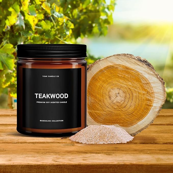 1OAK Scented Candles for Men - Teakwood Candle - Masculine Candle - Soy Wax, Long Burning Premium