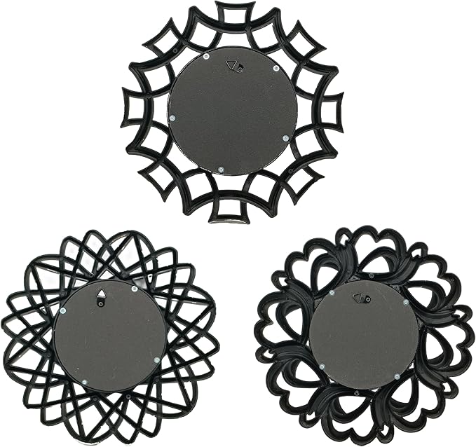 Retro Silver Mirrors for Wall Pack of 3. Round Mirrors. Decorative Mirrors.Small Wall Mirrors for Decor Home Decor Plastic Frames.Glass Mirrors.Make Old Silver Color.
