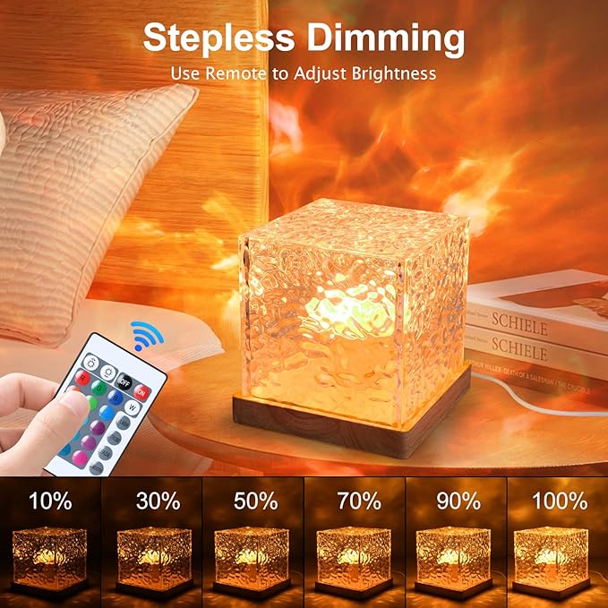 Avkast Ocean Wave Projector Light, Mood Lighting Ambient Lighting Luminorthe Cube Northern Lights Projector with 16 Colors and Dynamic Ripple Effect for Living Room Bedroom Decor - 4.5"