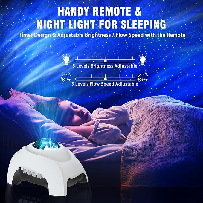 Star Projector, Vinwark Galaxy Projector, Northern Lights Aurora Projector for Bedroom with Music Bluetooth Speaker and White Noise, Starry Night Light Projectors for Kids Adults