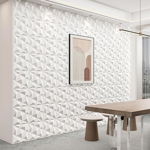 Art3dwallpanels 20 Pack 3D Wall Panels for Interior Wall Decor, 12''x12'' White Accent Diamond Panels for Gaming Room Bedroom TV Background, White