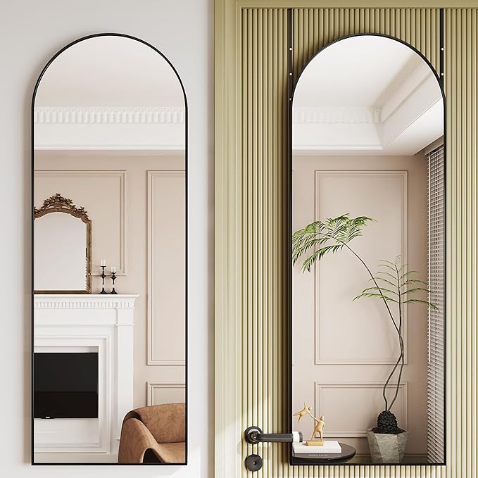 Protylctaster Over The Door Mirror Full Length Mirrors Door Hanging,19"x51"Door Mirror Full Length,Mirrors Wall Mounted(Black)