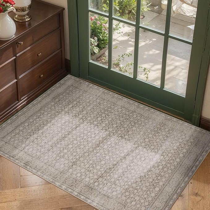 Rugxara 2x3 Entryway Rug,Door Mat Indoor Entrance, Washable Non Slip Kitchen Bathroom Rugs, Ultra-Thin Throw Small Rug for Front Door/Indoor Entrances, Apricot