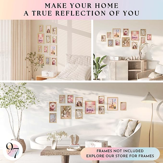 97 Decor Pink Coquette Room Decor Aesthetic - Vintage Coquette Wall Decor, Cute Coquette Posters For Girls Dorm Decorations, Girly Wall Art Prints Pink Pictures For Bedroom (8x10 Unframed)