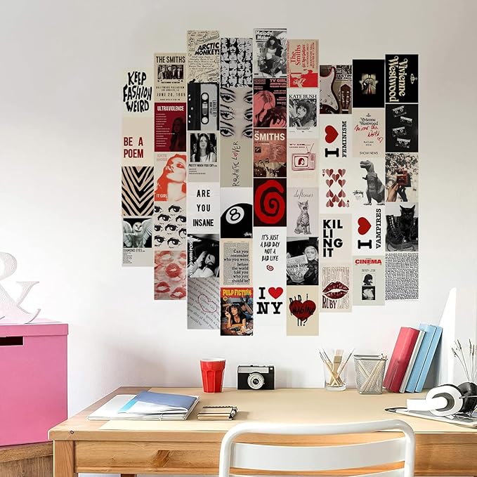 KBKBART 50Pcs Downtown Girl Room Decor, Y2k Wall Art Prints for Bedroom, Coquette Wall Collage Kit for Room Aesthetic, 4"x6" Vintage Photo Collage Kit Pictures, Retro Rockstar Posters Dorm Decor