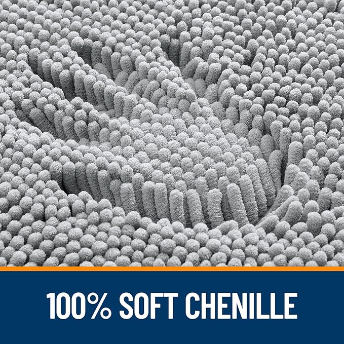 OLANLY Large Bathroom Rugs 70x46, Extra Soft Absorbent Chenille Bath Rugs, Rubber Backing Quick Dry, Machine Washable Bath Mats for Bathroom Floor, Tub and Shower, Home Decor Accessories, Light Grey