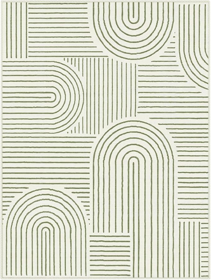 Lahome Abstract 9x12 Area Rugs for Living Room Bedroom, Soft Washable Rugs 9x12, Ultra-Thin Non-Slip Modern Dining Room Rug Non-Shedding Accent Carpet for Office Darrell, Green