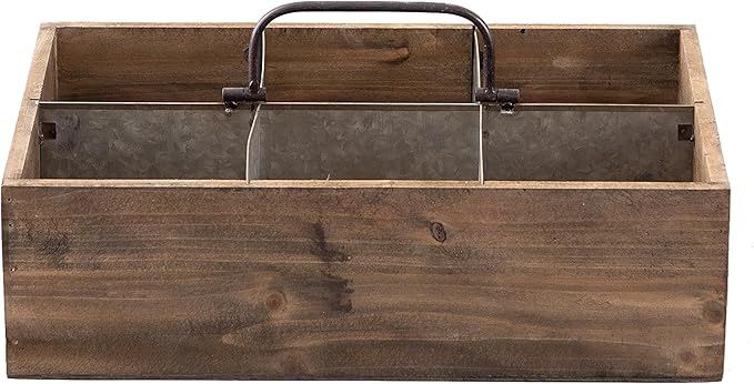 Farmhouse Wooden Crates for Decor 15 X 10 inches, Distressed Wood and Galvanized Storage Crates for Crafts, Rustic Wooden Baskets for Gifts, Wood Crates for Display, 6 Individual Slots